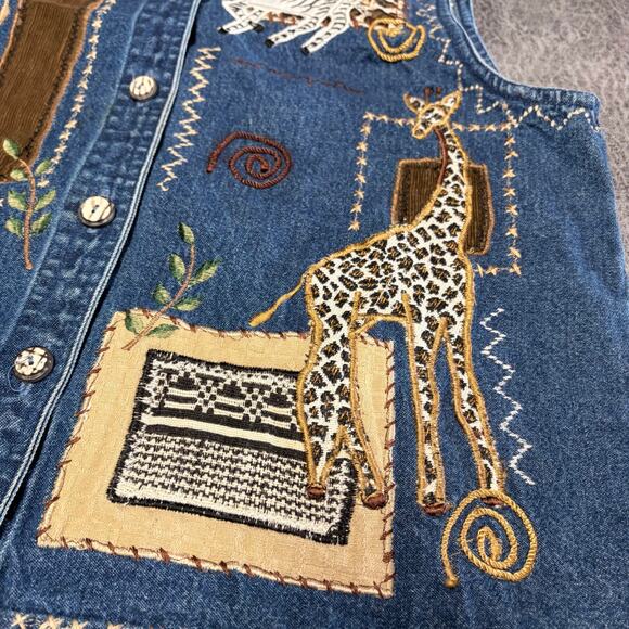 Vintage Dressbarn Safari Embroidered Ves - Picture 2 of 6